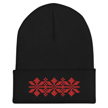 Load image into Gallery viewer, Palestinian Tatreez Beanie Embroidery (Black / White)