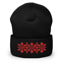 Load image into Gallery viewer, Palestinian Tatreez Beanie Embroidery (Black / White)