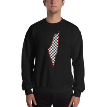 Load image into Gallery viewer, Palestine فلسطين map/kufeyi Unisex Sweatshirt (White/Black)