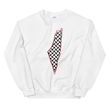 Load image into Gallery viewer, Palestine فلسطين map/kufeyi Unisex Sweatshirt (White/Black)