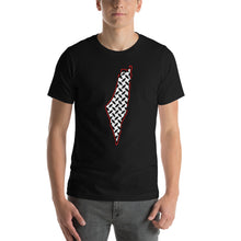 Load image into Gallery viewer, Palestine فلسطين map/kufeyi Unisex T-Shirt (White/Black)