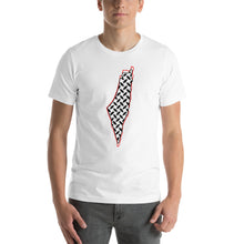 Load image into Gallery viewer, Palestine فلسطين map/kufeyi Unisex T-Shirt (White/Black)